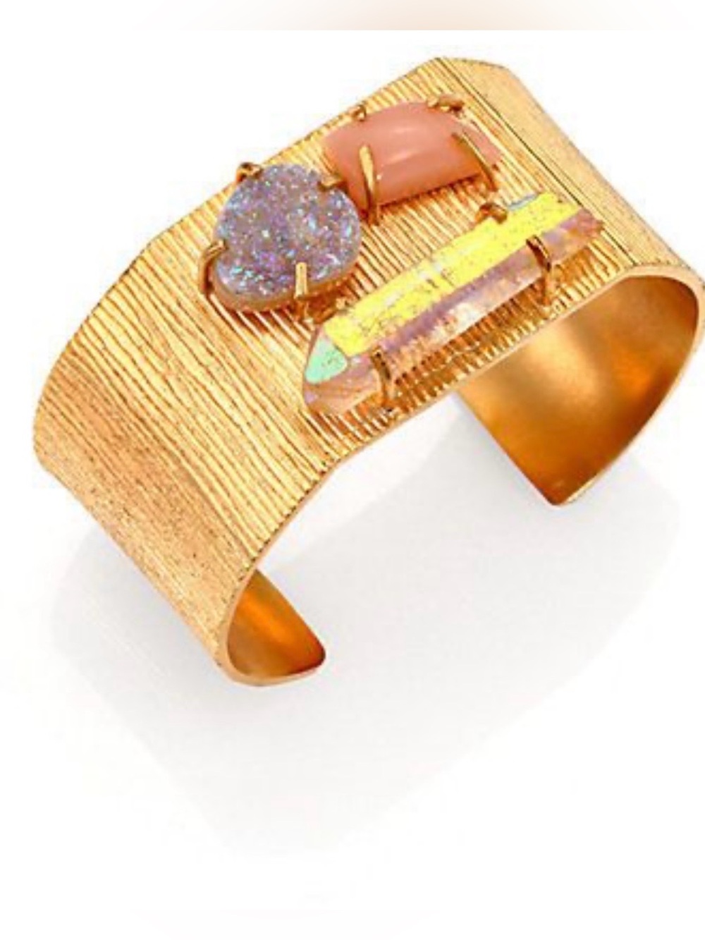 Kelly Wearstler Honolua Peach Moonstone, Druzy & Crystal Cuff Bracelet